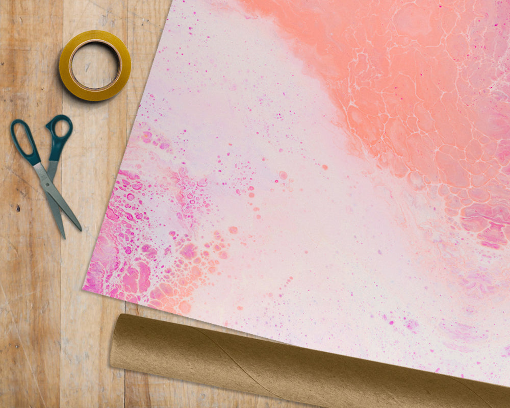 Pink Peach Marble - 1M ROLL - Premium Wrapping Paper Anniversary Birthday Gift Wrap Print Metre Meter
