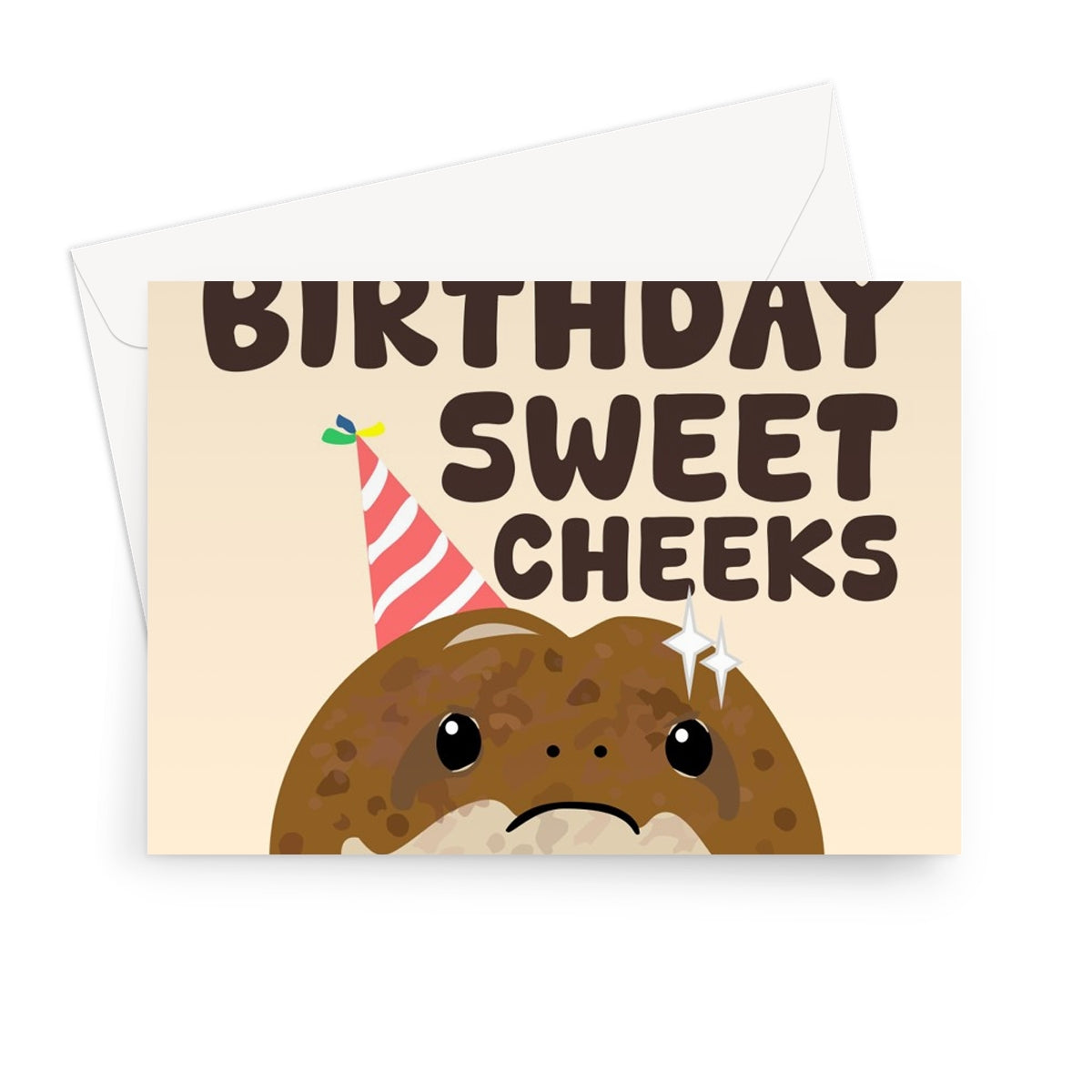 Happy Birthday Sweet Cheeks Funny Rain Frog Cute Little Butt Bum Nature Fan Avocado Animal Meme Greeting Card