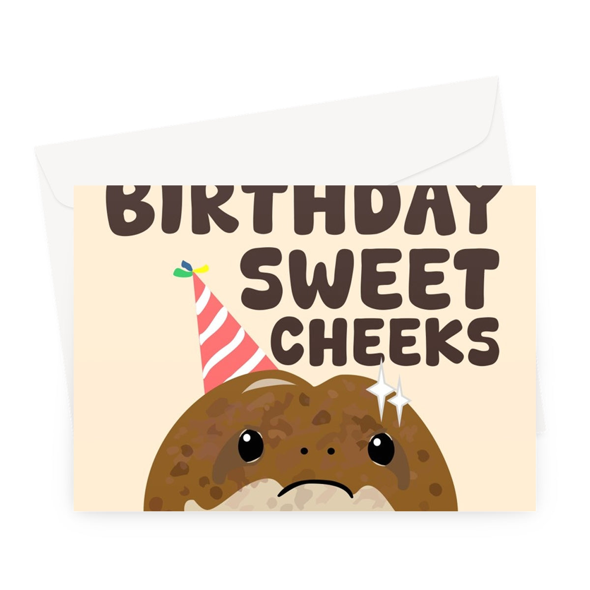 Happy Birthday Sweet Cheeks Funny Rain Frog Cute Little Butt Bum Nature Fan Avocado Animal Meme Greeting Card