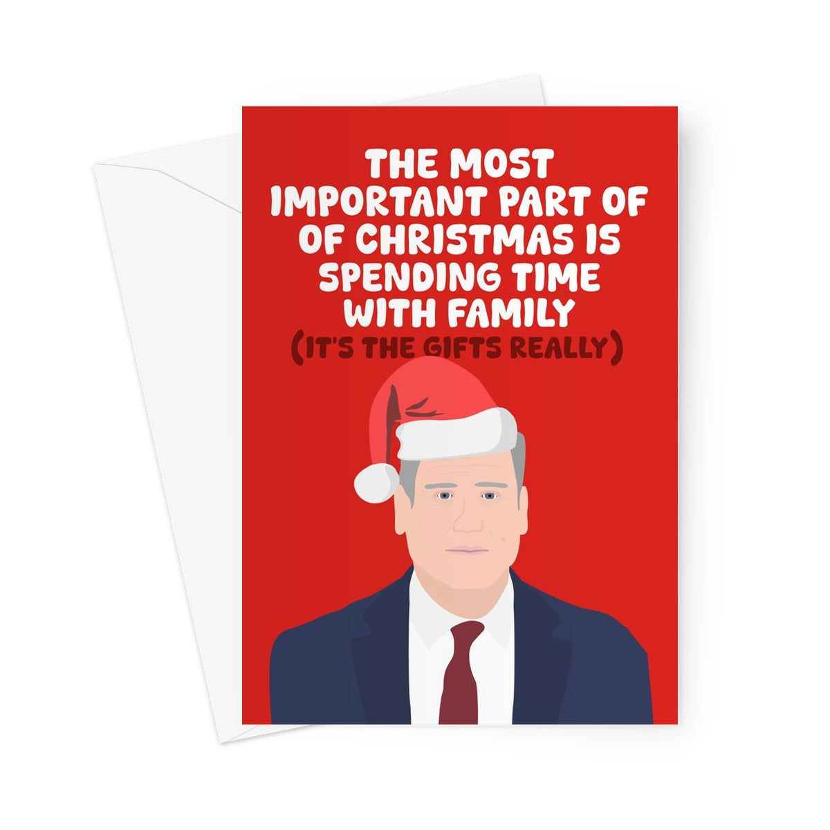 The Most Important Part Of Your Christmas is Spending Time With Family (It's The Gifts) Keir Starmer PM Labour Funny Greeting Card