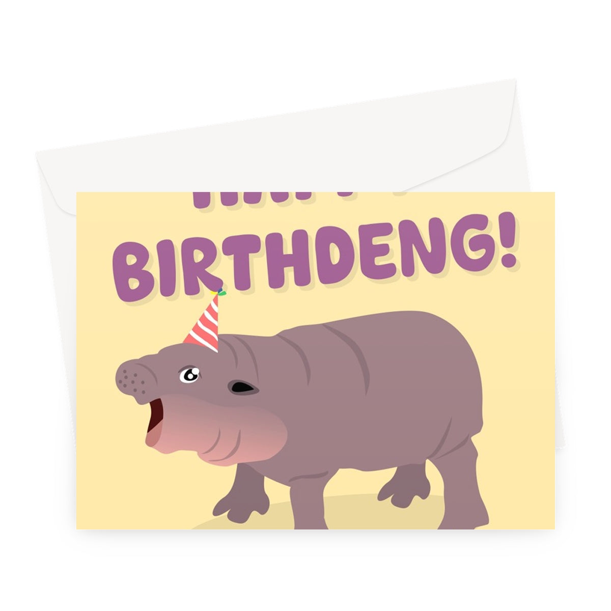 Happy BirthDENG Funny Birthday Moo Deng Thailand Zoo Hippo Cute Greeting Card