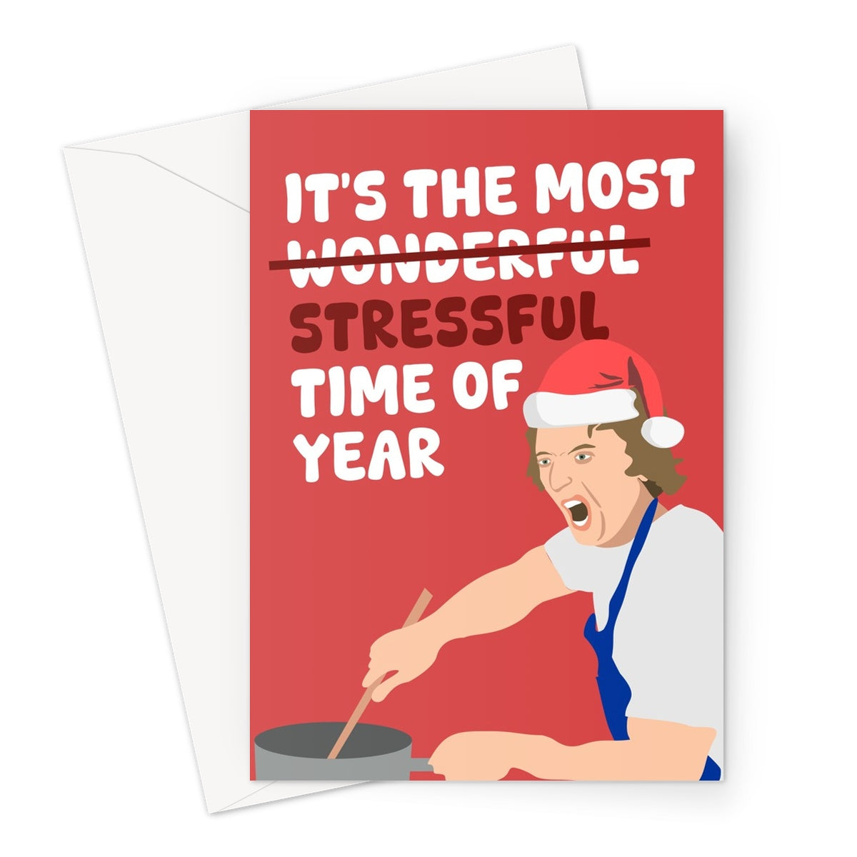 It's The Most Stressful Time Of The Year Funny Christmas Tv Fan Bear Carmy Cooking Dinner Greeting Card