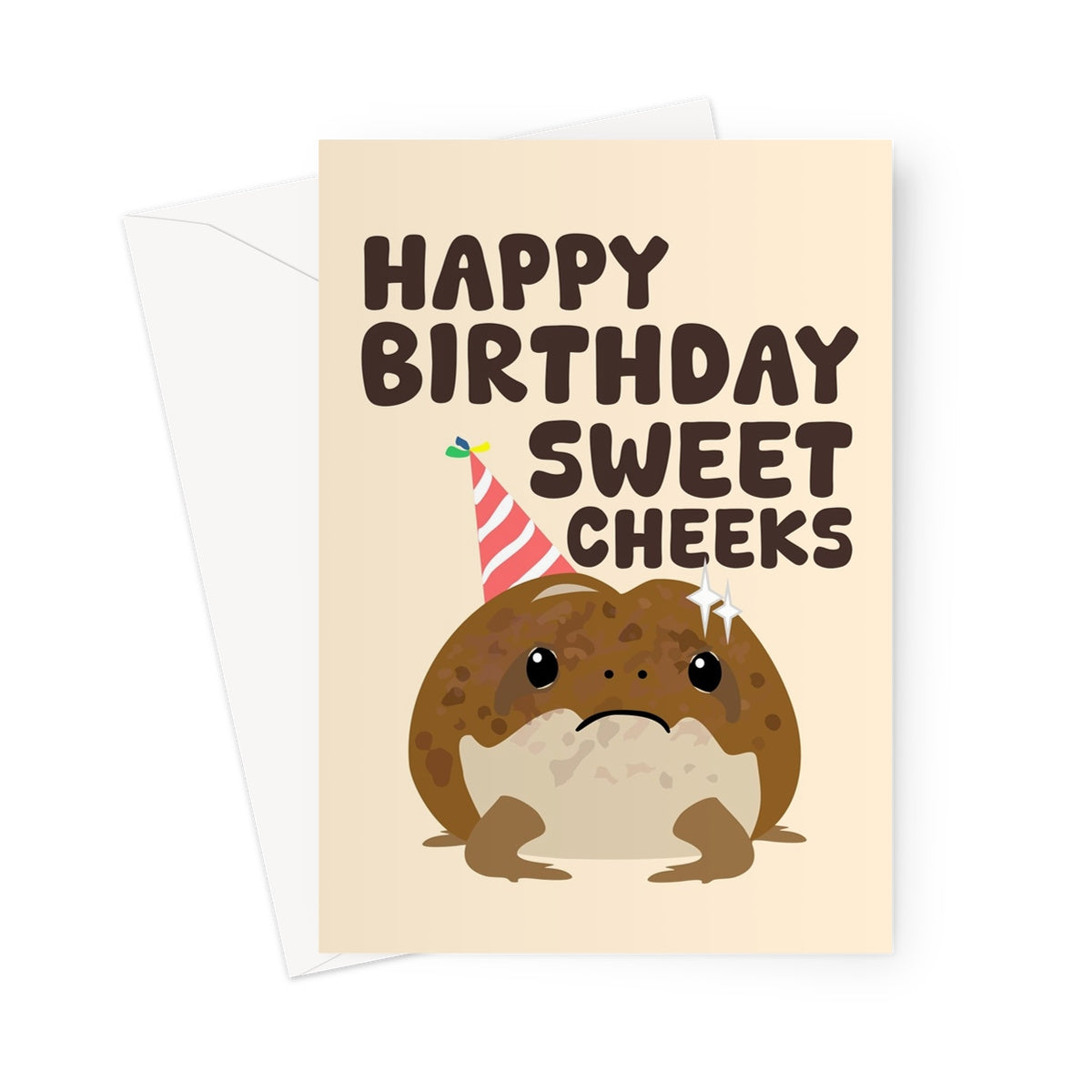 Happy Birthday Sweet Cheeks Funny Rain Frog Cute Little Butt Bum Nature Fan Avocado Animal Meme Greeting Card