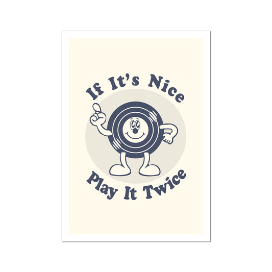 If It's Nice Play It Twice Vinyl Record Music Vintage Cartoon Art Wall Print Wall Art Poster