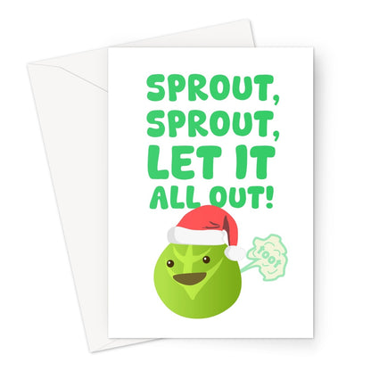 Sprout, Sprout, Let It All Out! Funny Christmas Fart Dad Joke Xmas Food Song Greeting Card