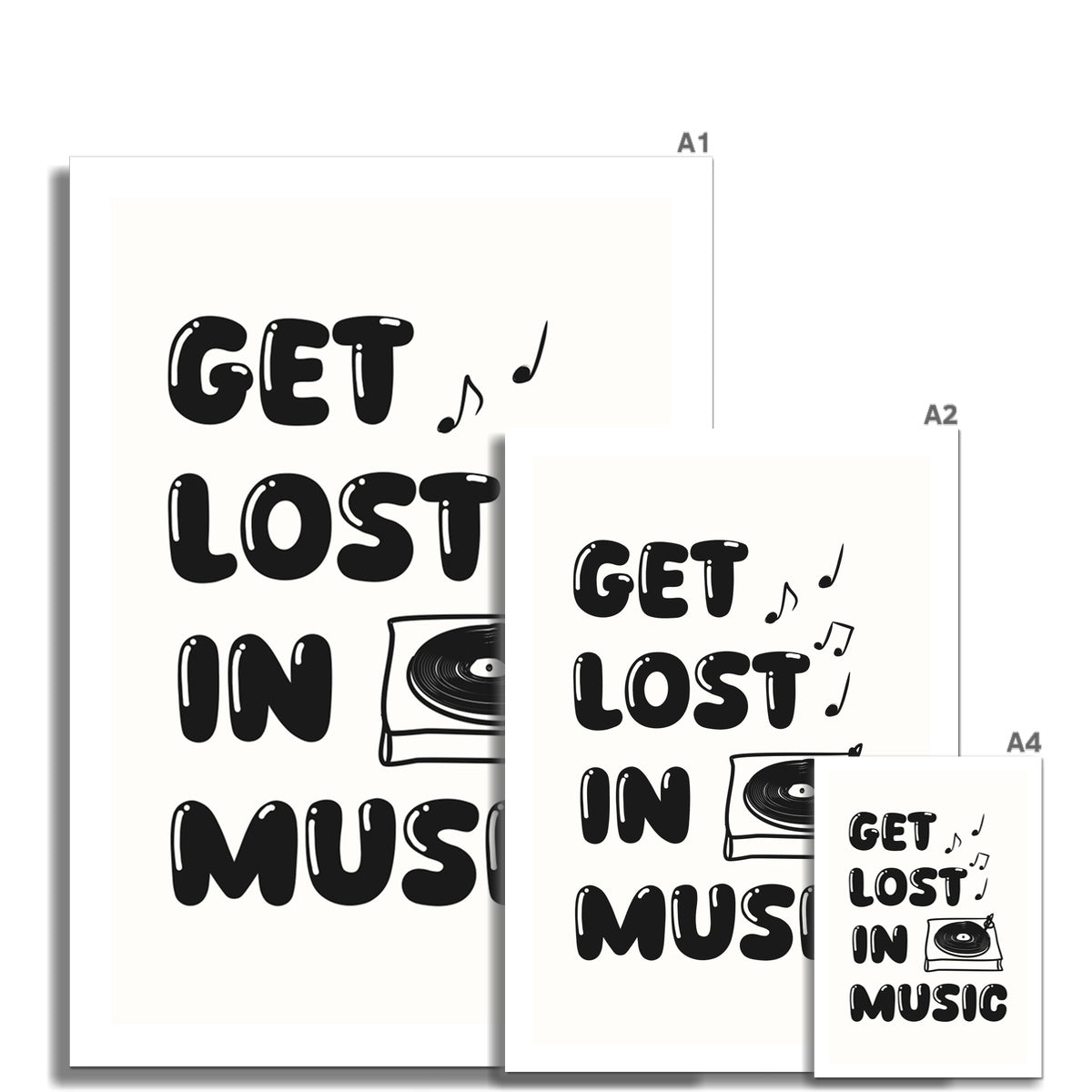 Get Lost In Music Poster Print Wall Art Funny Cute Gift Inspirational Mantra Love Couples Retro Vinyl Records Wall Art Poster