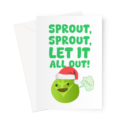 Sprout, Sprout, Let It All Out! Funny Christmas Fart Dad Joke Xmas Food Song Greeting Card