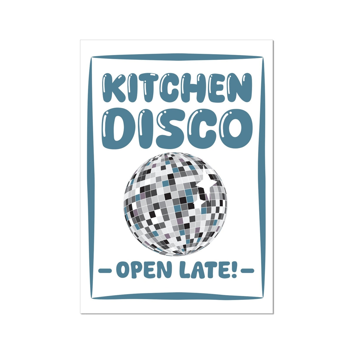 Kitchen Disco Open Late Wall Art Cute Print Dance Cooking Food Gift Couples Wall Art Poster