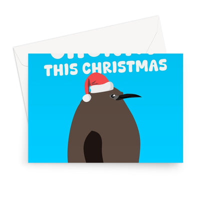 Let's Get CHONKY This Christmas Pesto The Penguin Chubby Fat Cute Food Eating Dinner Greeting Card