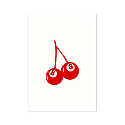 Lucky 8 Ball Cherries Poster Print Wall Art Red Cherry Food Colourful Cute Gift Inspirational Mantra Wall Art Poster