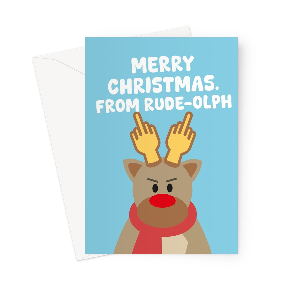 Merry Christmas From RUDE-olph Funny Rudolph Swearing Middle Finger Greeting Card