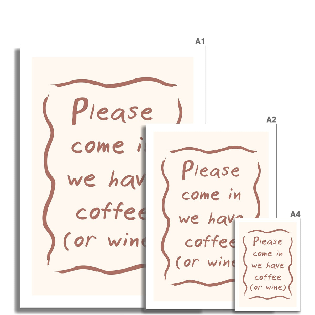 Please Come In We Have Coffee (Or Wine) Poster Print Wall Art Funny Cute Gift Inspirational Mantra Love Couples Entry Door Drink Food Wall Art Poster