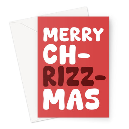 Merry ChRIZZmas Funny Slang Brain Rot Pun Genz Z Christmas Rizz Greeting Card