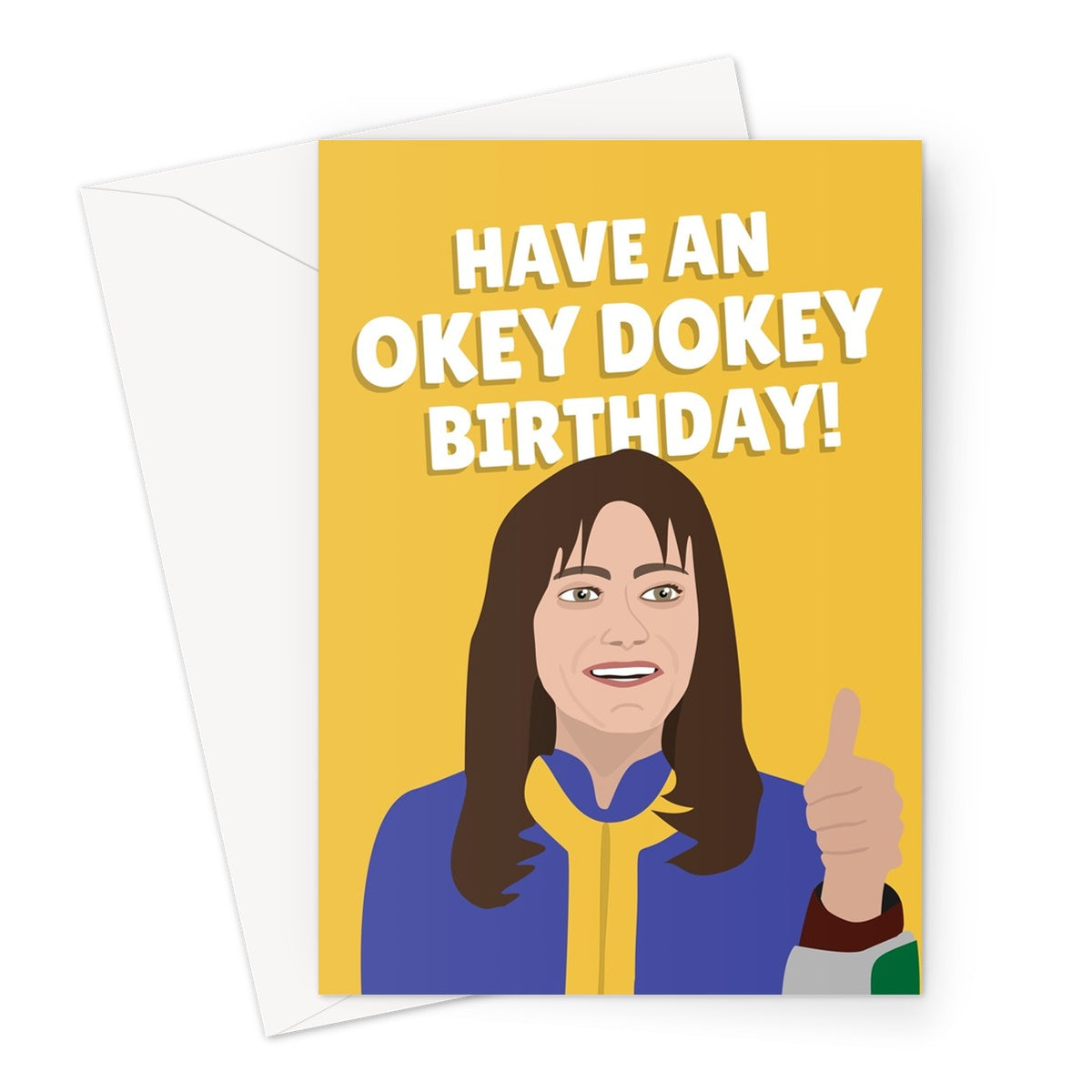 Have An Okey Dokey Birthday! Fallout Lucy Ella Purnell Tv Show Thumbs Up Greeting Card