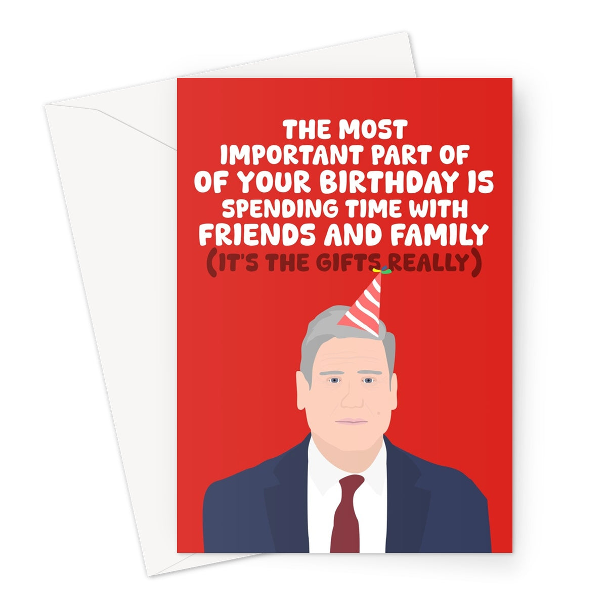 The Most Important Part Of Your Birthday Is Friends and Family (It's The Gifts) Keir Starmer PM Labour Funny Greeting Card