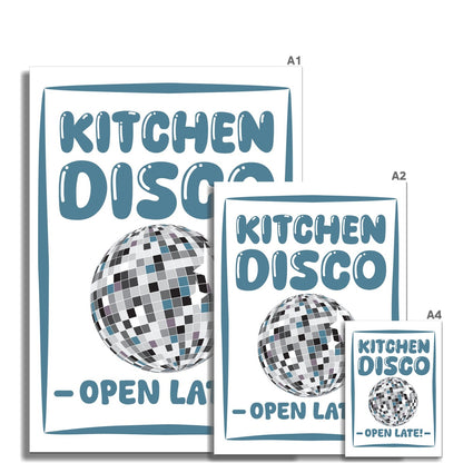 Kitchen Disco Open Late Wall Art Cute Print Dance Cooking Food Gift Couples Wall Art Poster