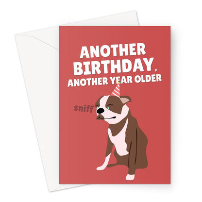 Another Birthday, Another Year Older Crying Sniffing Dog Meme Tiktok Funny Greeting Card