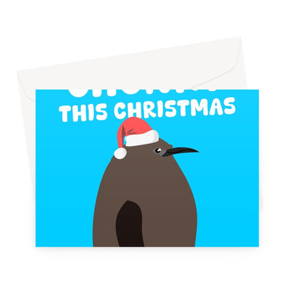 Let's Get CHONKY This Christmas Pesto The Penguin Chubby Fat Cute Food Eating Dinner Greeting Card