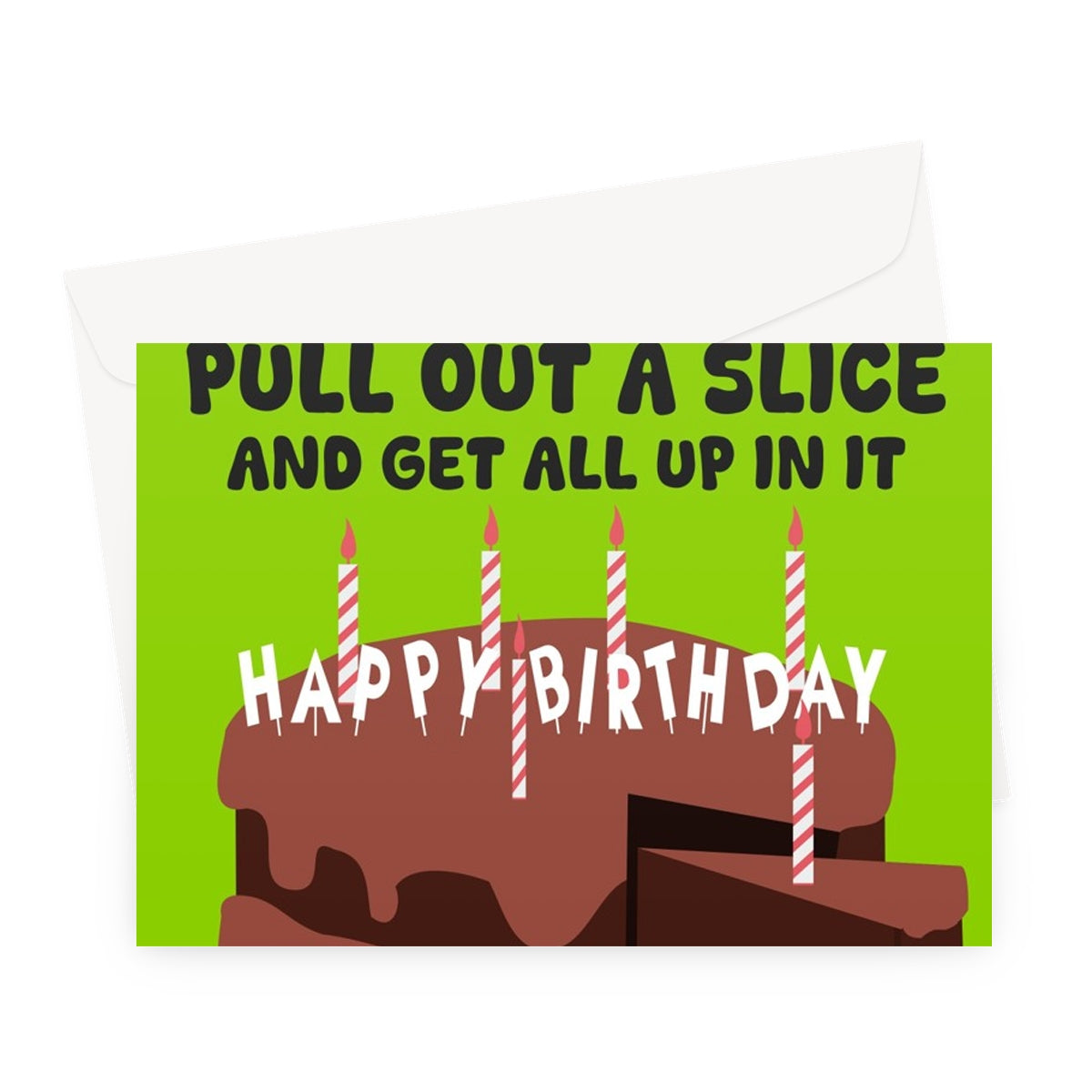 Try It, Bite It, Lick It Happy Birthday Cake Funny Charlie Billie Music Fan Greeting Card