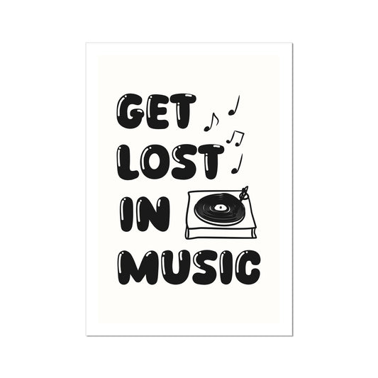 Get Lost In Music Poster Print Wall Art Funny Cute Gift Inspirational Mantra Love Couples Retro Vinyl Records Wall Art Poster