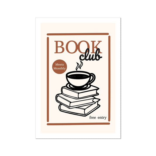 Book Club Poster Print Wall Art Colourful Cute Gift Inspirational Mantra Coffee Tea Vintage Fan Wall Art Poster