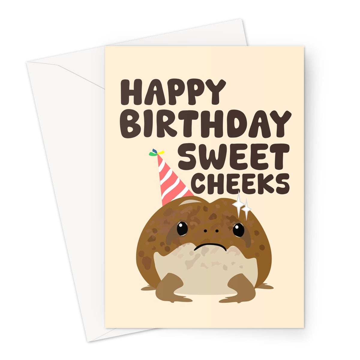 Happy Birthday Sweet Cheeks Funny Rain Frog Cute Little Butt Bum Nature Fan Avocado Animal Meme Greeting Card