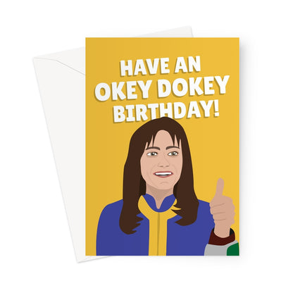 Have An Okey Dokey Birthday! Fallout Lucy Ella Purnell Tv Show Thumbs Up Greeting Card