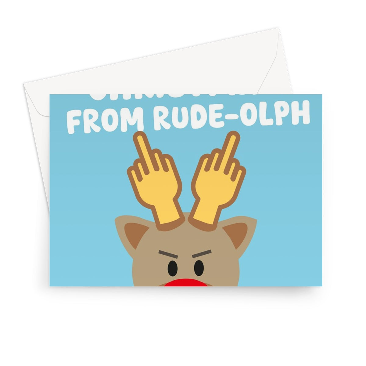 Merry Christmas From RUDE-olph Funny Rudolph Swearing Middle Finger Greeting Card