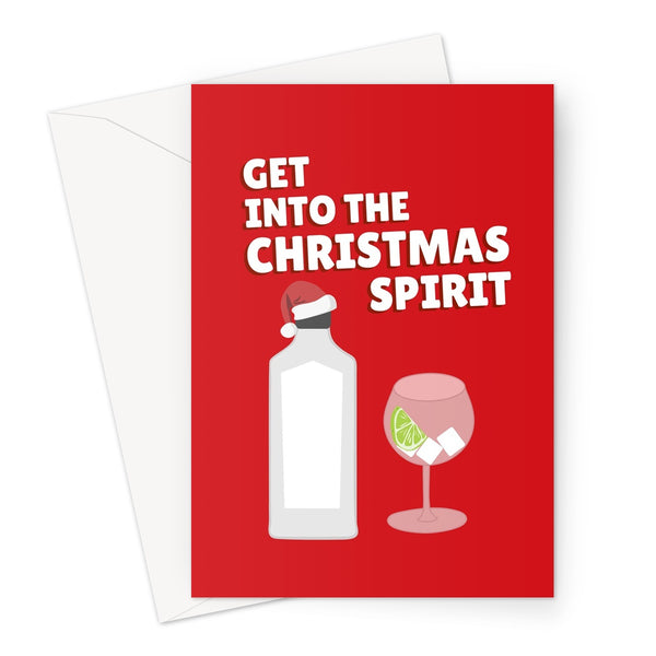 Get into the Christmas spirit funny alcohol gin tonic fan drink pun Greeting Card