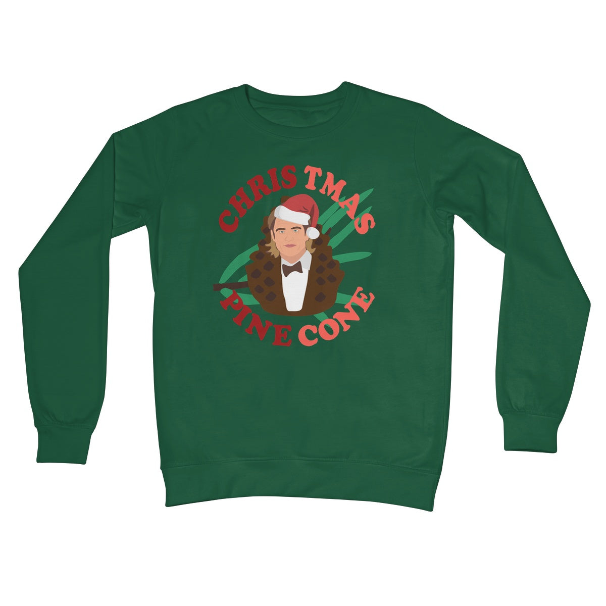 Chris Pine Christmas Pinecone Pun Funny Xmas Gift Film Celebrity Fan Silly Crew Neck Sweatshirt