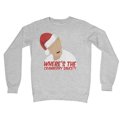 Where's the Cranberry Sauce Gordon Ramsay Funny Meme Idiot Sandwich Christmas Jumper Crew Neck Sweatshirt