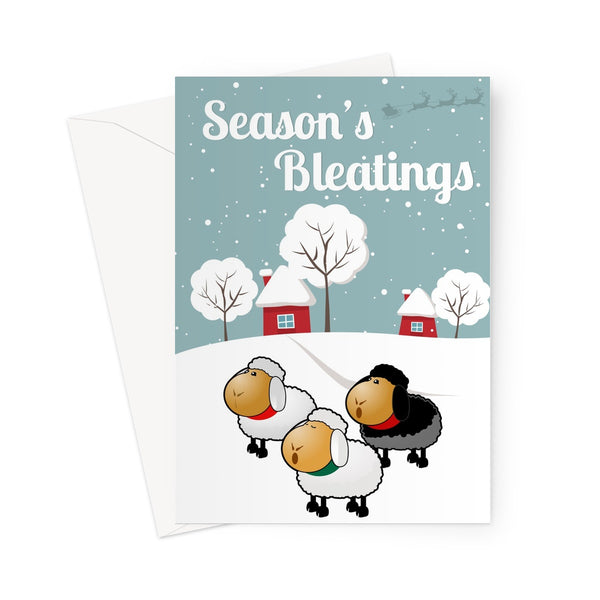 Season's Bleatings Funny Sheep Xmas Christmas Cute Santa Snow Father Christmas Gift Fan Love Cute Greeting Card