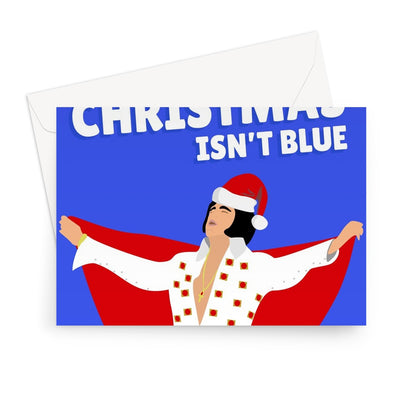 I Hope Your Christmas Isn't Blue Elvis King of Rock Celebrity Music Pun Song Dad Retro   Greeting Card