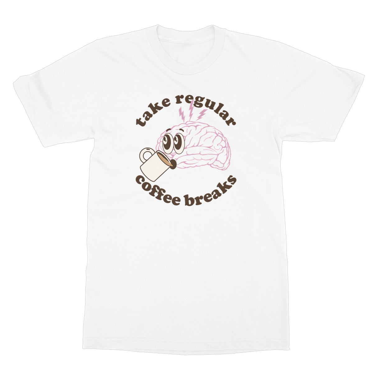 Take Regular Coffee Breaks Funny Caffeine Cafe Work Office Brain Vintage Retro Style Softstyle T-Shirt