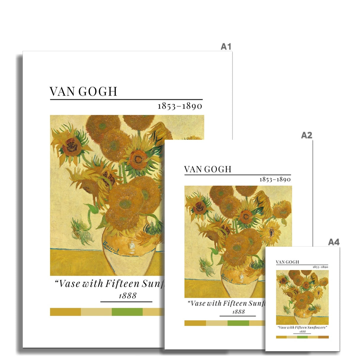 Van Gogh Sunflowers - Classic Art Collection - Wall Art Colour Palette Dorm Bedroom Living Room Print Vintage Wall Art Poster