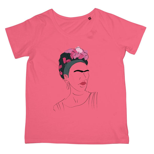 Frida Kahlo Hand Drawn T-Shirt (Cultural Icon Collection, Women's Fit, Big Print)