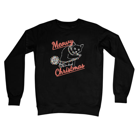 Meowy Christmas Jumper Sweater Cute Cat Kitten Ball of Xmas Lights Playing Pet Owner From the Cat Crew Neck Sweatshirt