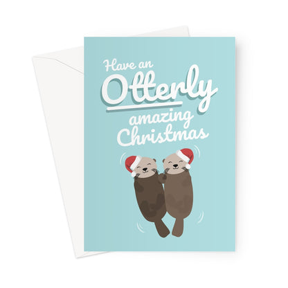 Have an Otterly Amazing Christmas Otter Love Nature Pun Cute Kawaii Couple Utterly Xmas  Greeting Card