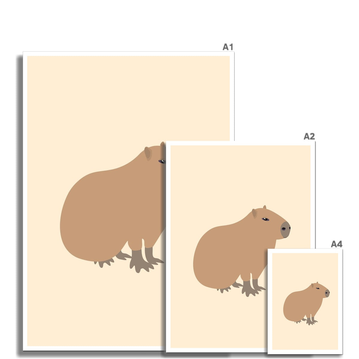 Capybara Minimalist Graphic Art Print Kids Cute Animals Nature Wall Art Poster