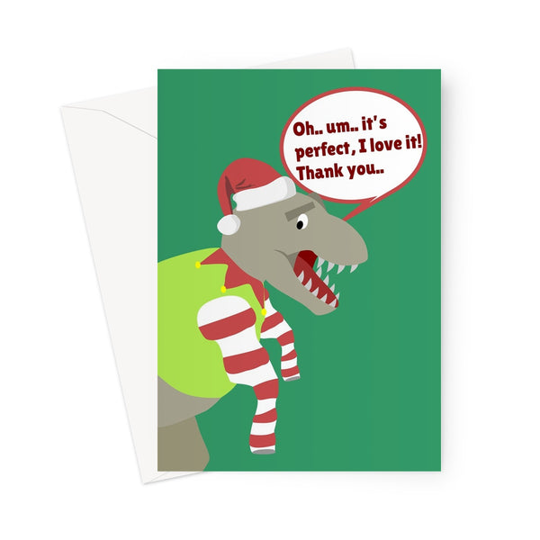 T-Rex Long Jumper Short Arms Wrong Present Funny Christmas Xmas Gift Dinosaur Fan Greeting Card