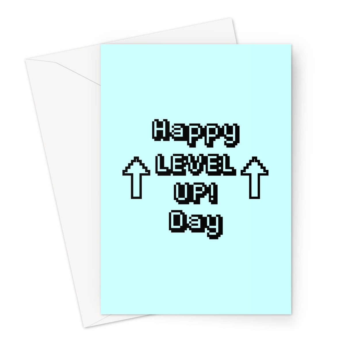Happy Level UP! Day - Gamer Collection - Retro 8bit BLUE colour Greeting Card