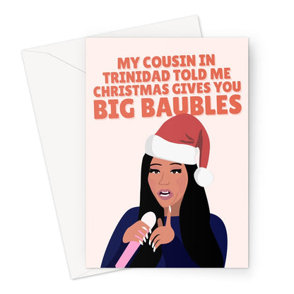 Nicki Minaj My Cousin In Trinidad Told Me Christmas Gives You Big Baubles Funny Covid Vaccine Xmas Greeting Card