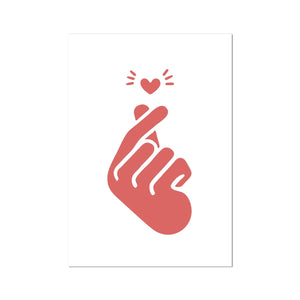 Love Heart Fingers Wall Print Art Red Cute Kpop Korea  Wall Art Poster