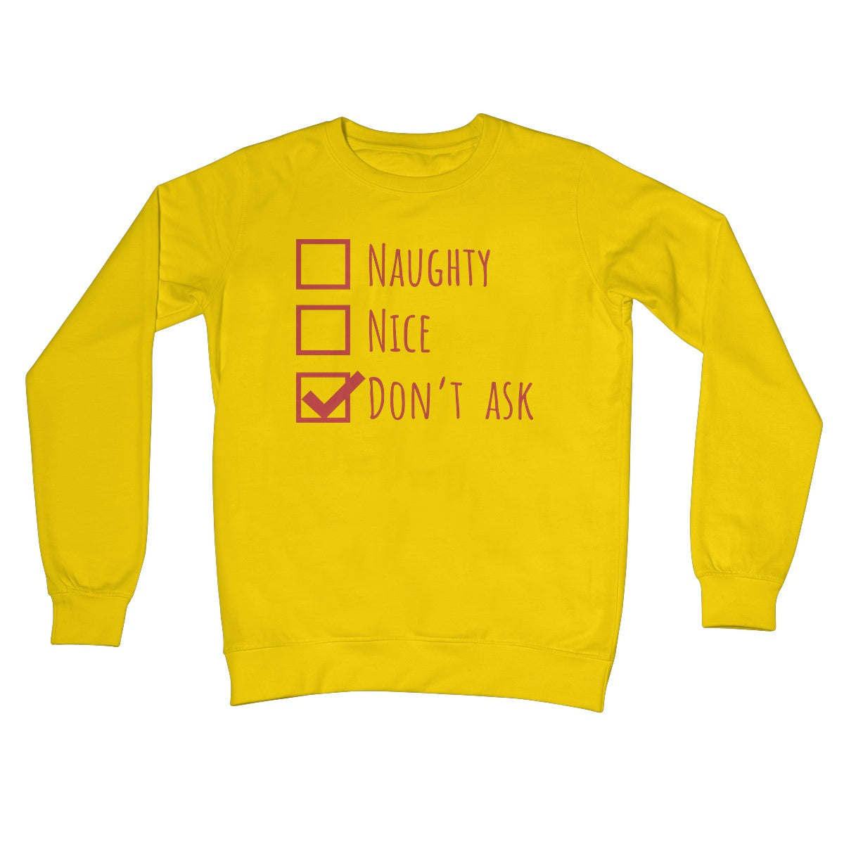 Naughty Nice Don't Ask Funny Check boxes Jumper Love Gift Christmas Xmas Festive  Crew Neck Sweatshirt