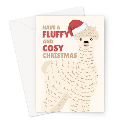 Have a Fluffy and Cosy Christmas Alpaca Animal Farm Love Hairy Llama Fan Cute Kawaii Greeting Card