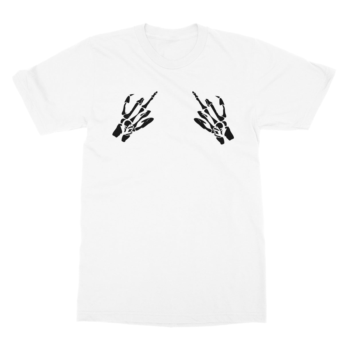 Halloween Apparel - Swearing Skeleton Bone Hands Haloween Spooky Horror Fan Softstyle T-Shirt