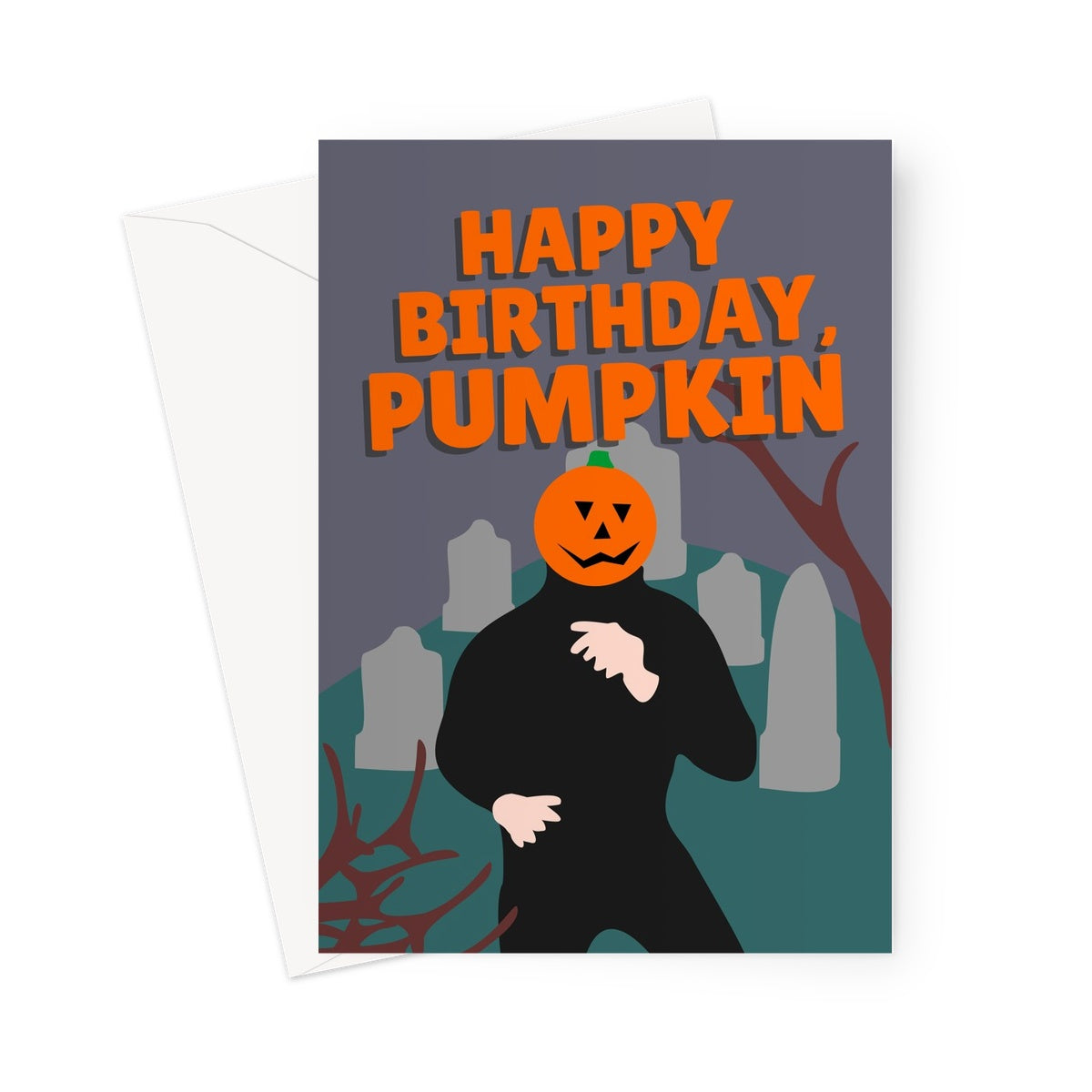 Happy Birthday Pumpkin Dancing Man Meme Halloween Baby October Cute Funny Spooky Horror  Greeting Card