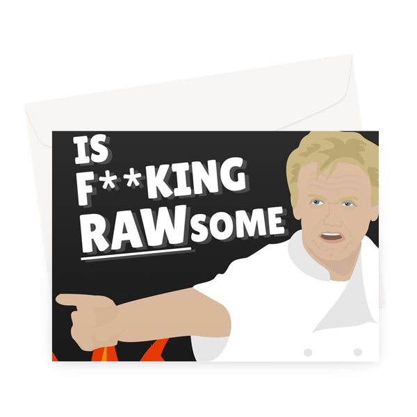 This Father Is F**king RAWsome Funny Gordon Ramsay Father's Day Birthday Chef TV Fan Celebrity Raw Awesome Cooking Greeting Card
