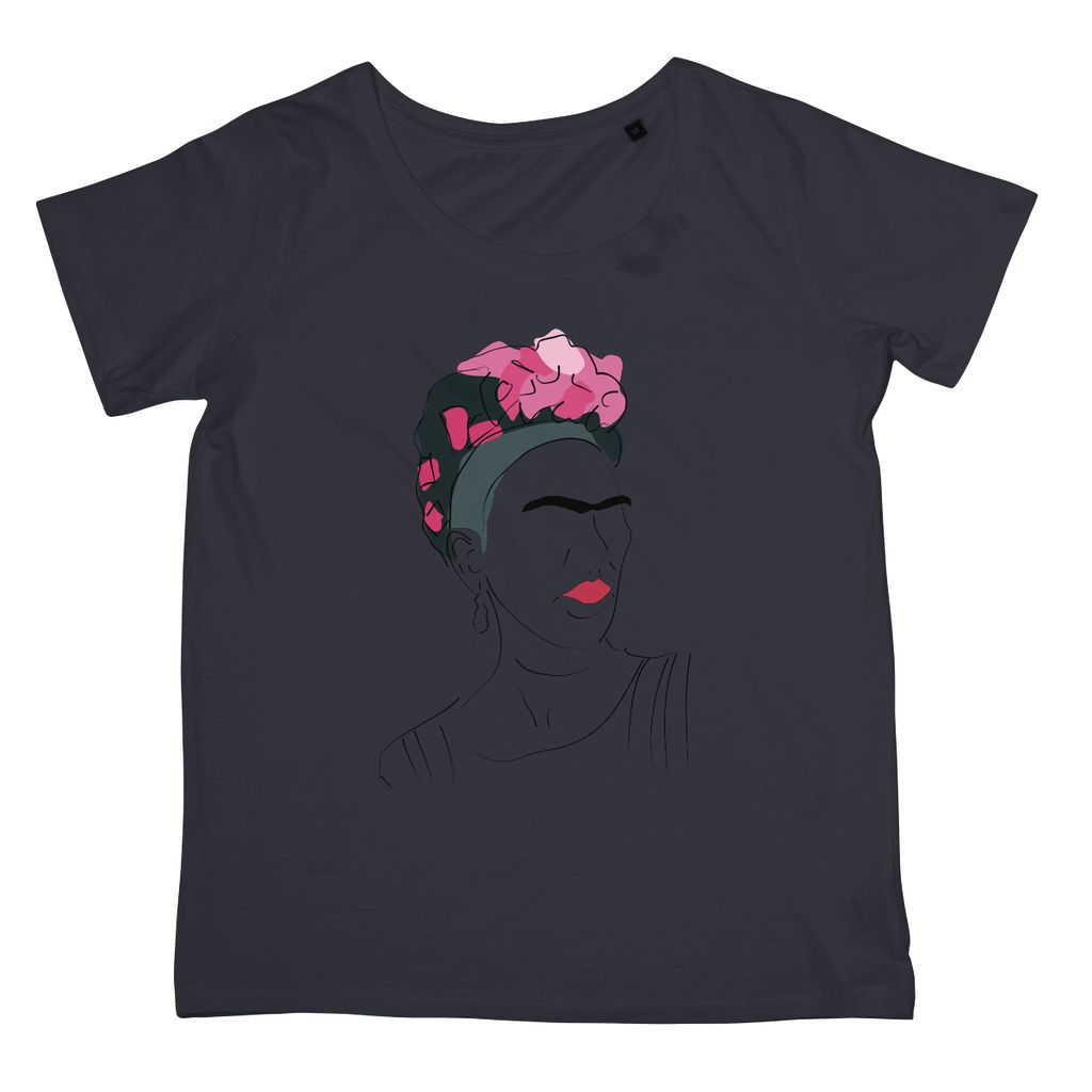 Frida Kahlo Hand Drawn T-Shirt (Cultural Icon Collection, Women's Fit, Big Print)