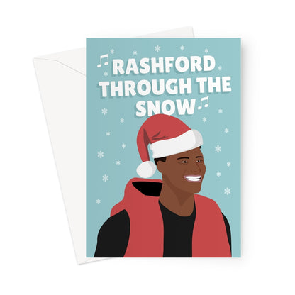 Rashford Through The Snow Song Christmas Funny Pun Music Football England Player Marcus Fan Greeting Card